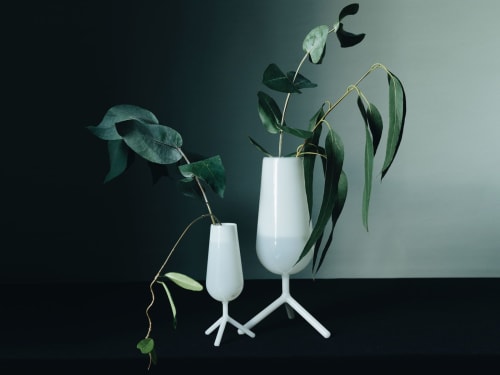 Milky White TRIPOD Glass Vase Set | Vases & Vessels by Maarten Baptist