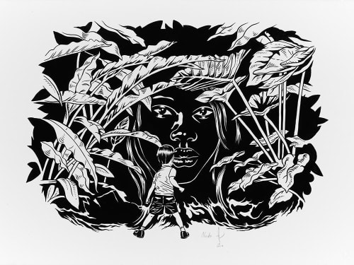 Noche ink on paper painting | Drawings by Victor Castillo | Los Angeles in Los Angeles