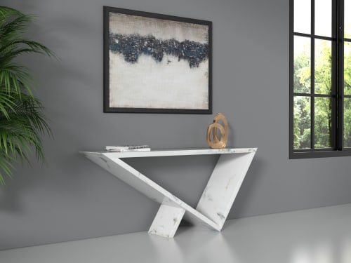 Time/Space Portal Console in Carrara Marble | Tables by Neal Aronowitz