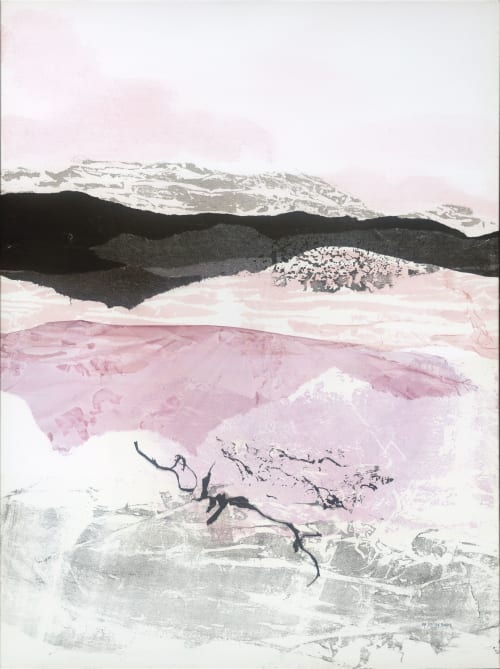 Black Mountains in Washi | Oil And Acrylic Painting in Paintings by Jan Sullivan Fowler