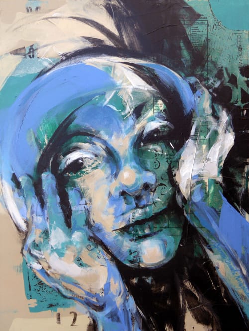 Lady Midnight (Nina Simone) | Oil And Acrylic Painting in Paintings by Joanne Beaule Ruggles