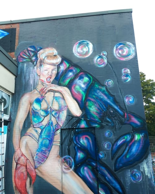 Lobster harness Mural | Street Murals by Anne Bengard