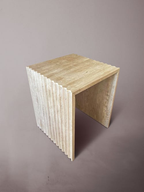 Travertine Nightstand. Travertine Bedside Table. Unique | Storage by HamamDecor LLC