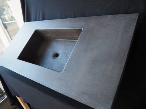 Concrete Vanity Top with One Integrated Sink | Furniture by Wood and Stone Designs