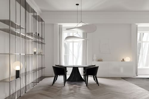 "Bianca" Round dining table in Black Marquina marble | Tables by Carcino Design