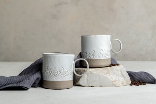 Large Ceramic Coffee Mug Set of 2 | Drinkware by ShellyClayspot