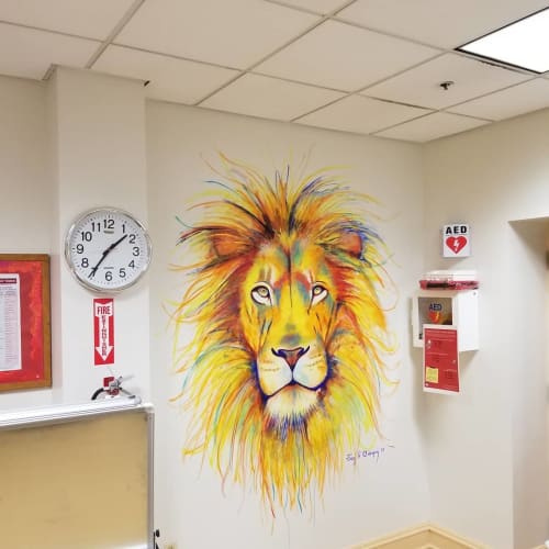 Lion Mural | Murals by Jay F. Coleman | Cleveland Elementary School in Washington