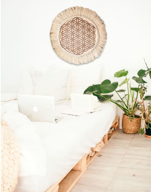 Flower of life Wall Decor - White & Copper | Macrame Wall Hanging in Wall Hangings by Gissell Studio - Textile & Botanical Art