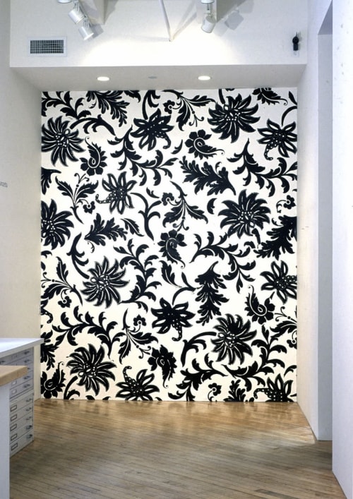 Wall mural: swirling black floral patterns on white | Murals by Margaret Lanzetta | Boston in Boston