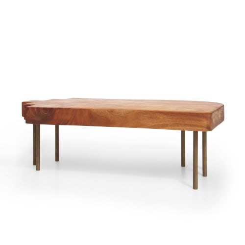 Art Deco-Inspired Mahogany & Brass Coffee Table | Tables by HERBEH WOOD