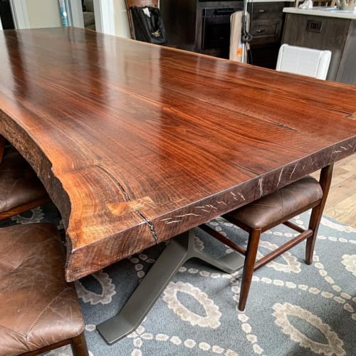Walnut Table with Steel Legs | Tables by Duncan Custom Woodwork