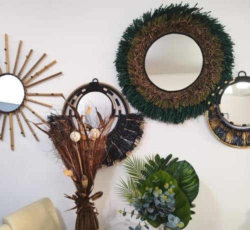 Raffia Mirror, Decorative Raffia Mirror, Boho Mirror | Decorative Objects by Magdyss Home Decor