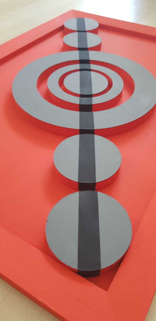 Black, Red and Gray Wood Wall Art, Modern Wood Wall Art | Oil And Acrylic Painting in Paintings by Sarmal Design