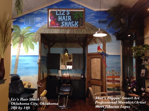 Tuki Hut Hair Shack | Murals by Sheri Johnson-Lopez