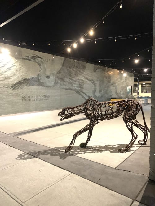 Stalking Cheetah | Public Sculptures by Wendy Klemperer Art Inc | The Market at Pound Ridge Square in Pound Ridge