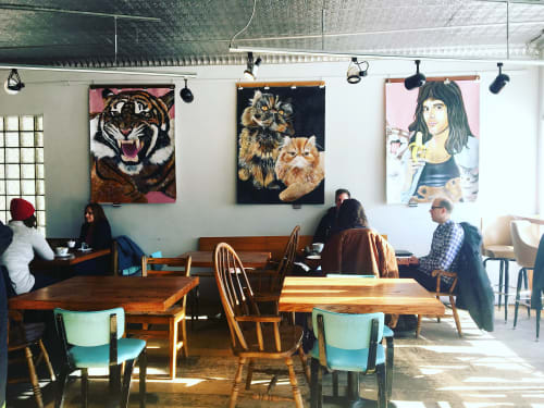 Original Art hanging at Cafe on the Eastside of Madison (FOR SALE) | Paintings by Natalie Jo Wright | Johnson Public House in Madison