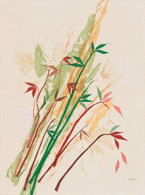 Modern Bamboo in Washi | Oil And Acrylic Painting in Paintings by Jan Sullivan Fowler