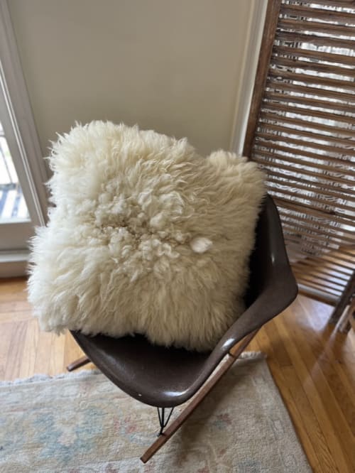 Wool Shearling & Selvage Stripe Denim Pillow | Pillows by Grange Home