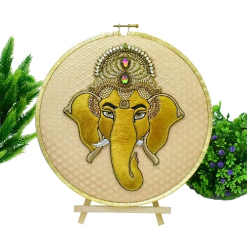 Shri Ganesha Hindu Elephant God Artwork | Embroidery in Wall Hangings by MagicSimSim