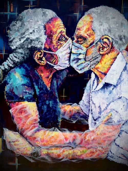I Am her My Love (Pixelated Love Series) | Oil And Acrylic Painting in Paintings by Drafts by Ola