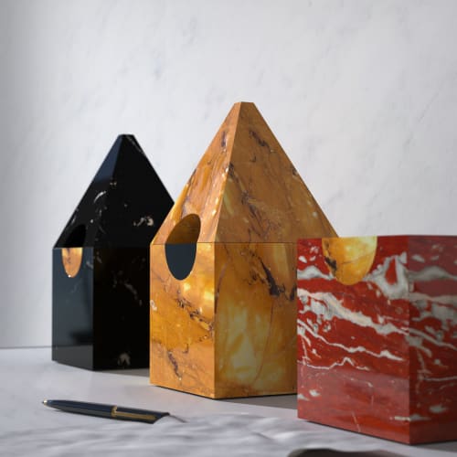 "Nostalgia" marble jewerly chest in yellow and black | Decorative Box in Decorative Objects by Carcino Design