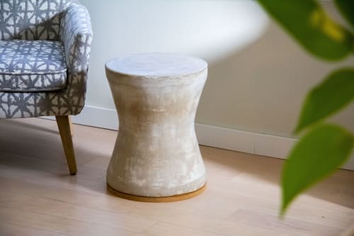 Silo End Table in Lime Plaster with cork base | Tables by LIRIO Design House