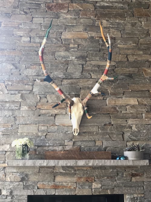 Hand-Painted Elk Antlers | Wall Sculpture in Wall Hangings by Cassandra Smith