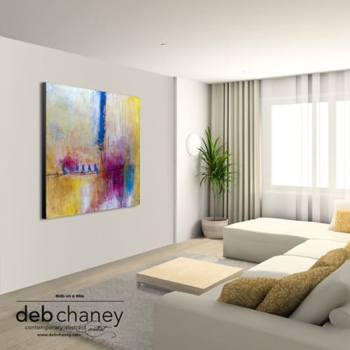 Birds on a Wire | Paintings by Deb Chaney Contemporary Abstract Artist