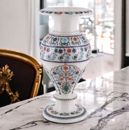 white flower vase, Marble vase for flowers, Handmade marble | Vases & Vessels by Innovative Home Decors