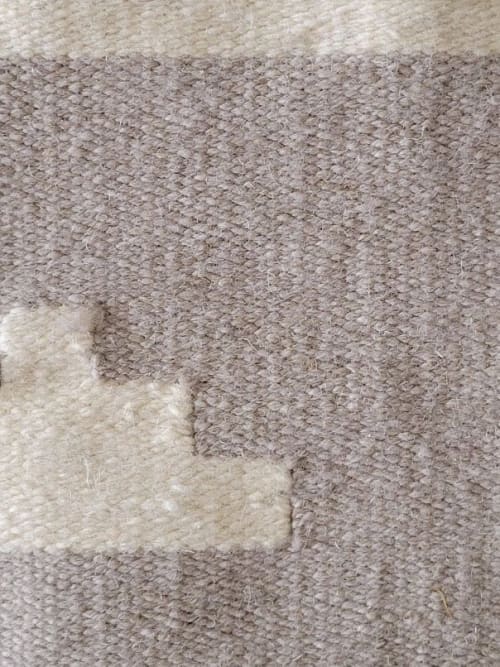 Cairo Wool Area Rug – Taupe & Cream Stripe with Step Motifs | Rugs by Mumo Toronto