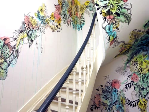 Botanical staircase | Murals by Good Wives and Warriors