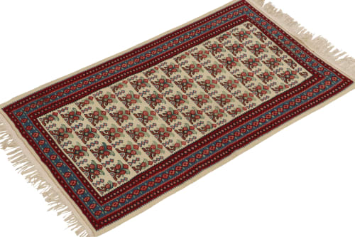 Antique Persian Senneh Kilim rug in Beige with Red | Rugs by Rug and Kilim