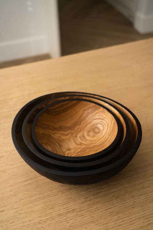 Half Charred Ashwood Nesting Bowl Set | Serving Bowl in Serveware by Creating Comfort Lab