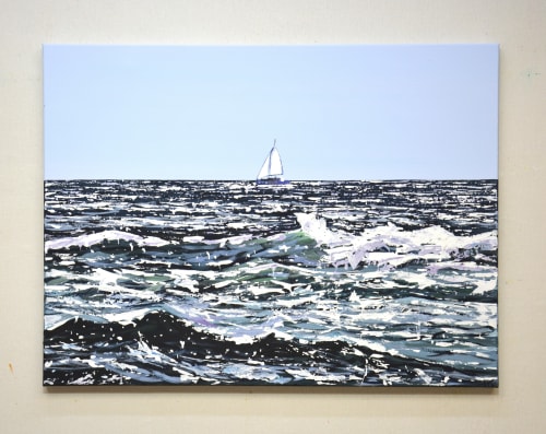 Ocean. Sailboat 6. | Oil And Acrylic Painting in Paintings by IRYNA KASTSOVA