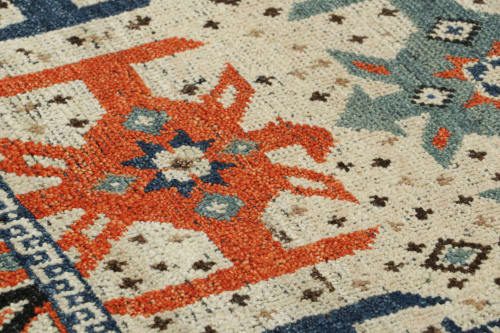 Rug & Kilim’s Tribal Custom Rug Sample with Orange and Blue | Rugs by Rug and Kilim
