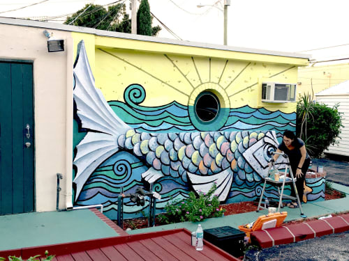 Fish Story Art Deco Mural | Murals by Murals by Georgeta (Fondos) | SASA Cafe Italiano in Hollywood