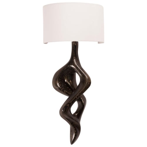 Amorph Nomi Sconces, Golden Ebony with Ivory Silk Shade | Sconces by Amorph