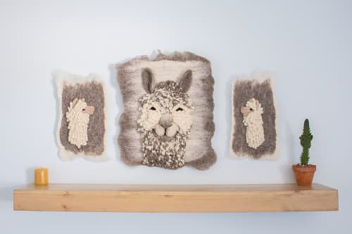 Gray and White Suri Alpaca | Wall Hangings by Ernie and Irene