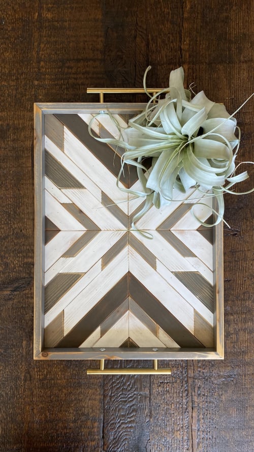 Geometric Wood Table Tray - with handles | Tableware by Crate No. 8 Co.