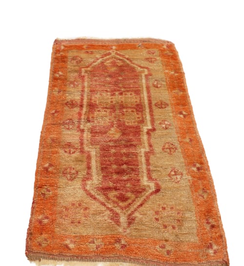 Vintage Oushak Traditional Beige and Red Wool Rug 12747 | Rugs by Rug and Kilim