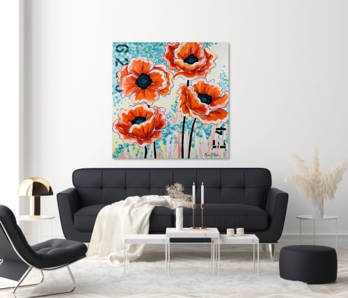 "All Together Now" Floral Poppy Painting | Paintings by Mandy Martin Art