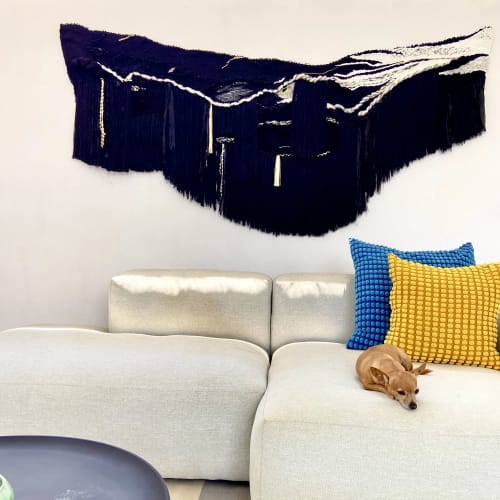 NOIRE gallery-inspired wall art in black, white and gold | Tapestry in Wall Hangings by Jocelyn Fiber Art