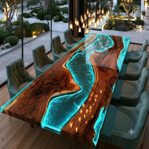 Luxury Live Edge Epoxy Resin Dining Table | Handmade River T | Tables by SK EPOXY CRAFT