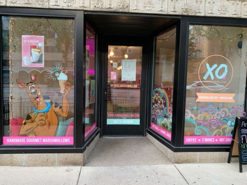 Window painting | Murals by Emma Moss | XO Marshmallow in Chicago