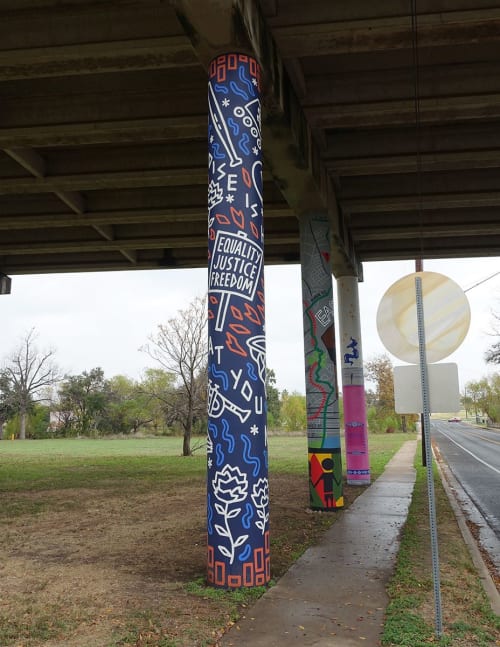 Rosewood Pillar Mural | Murals by Will Hatch Crosby | Rosewood Neighborhood Park in Austin