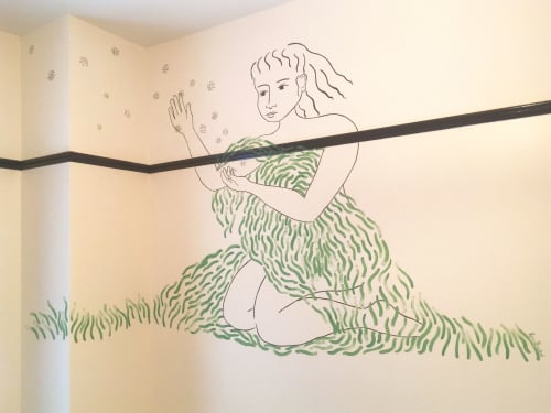 Girl with Grass and Snowflakes | Murals by Kira Buckel | Freehand NYC in New York
