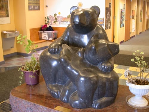 Bear Hug | Public Sculptures by Jim Sardonis | Helen A Thompson School in West Gardiner