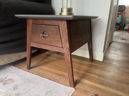 Walnut Side Table with Concrete Top | Tables by Wood and Stone Designs