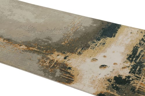 Rug & Kilim’s Abstract Runner Rug in Beige and Gold | Area Rug in Rugs by Rug and Kilim