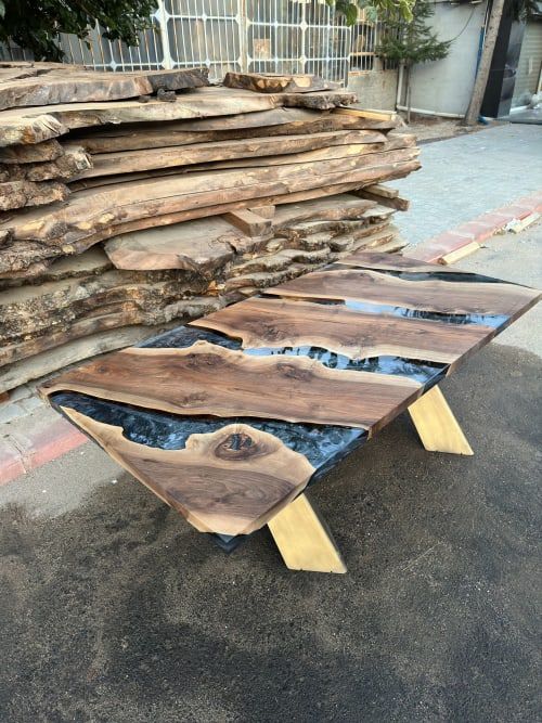 Smoked Epoxy Walnut Dining Table | Green Resin Table | Tables by Tinella Collection | New Mexico State Capitol in Santa Fe